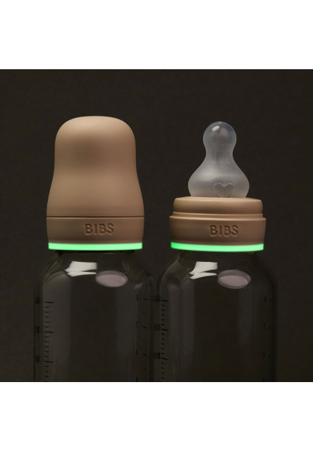 BIBS nočná antikoliková sklenená fľaša s kaučukovým cumlíkom 240ml (Vanilla)