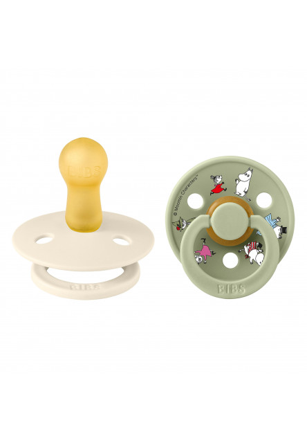 BIBS x Moomin Colour cumlíky z prírodného kaučuku 2ks - veľkosť 2 (Moomintroll Ivory / Pale Butter)