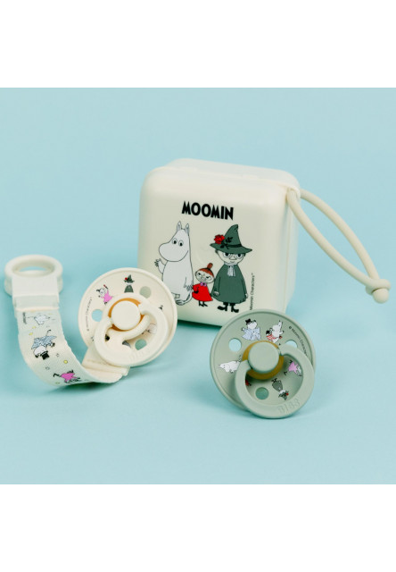 BIBS x Moomin Colour cumlíky z prírodného kaučuku 2ks - veľkosť 2 (Stinky Ivory / Khaki)