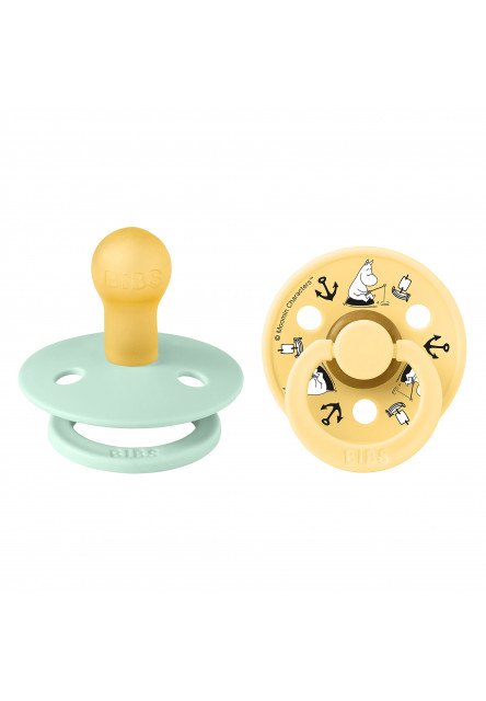 BIBS x Moomin Colour cumlíky z prírodného kaučuku 2ks - veľkosť 1 (Stinky Ivory / Khaki)