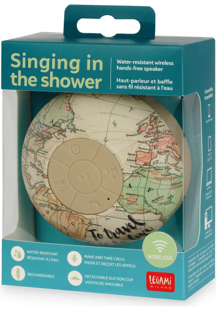 Voděodolný reproduktor do sprchy Legami Singing In The Shower Water Resistant Shower Speaker - Travel