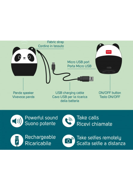 Mini bezdrátový reproduktor Legami Pump Up The Volume Mini Wireless Speaker - Panda