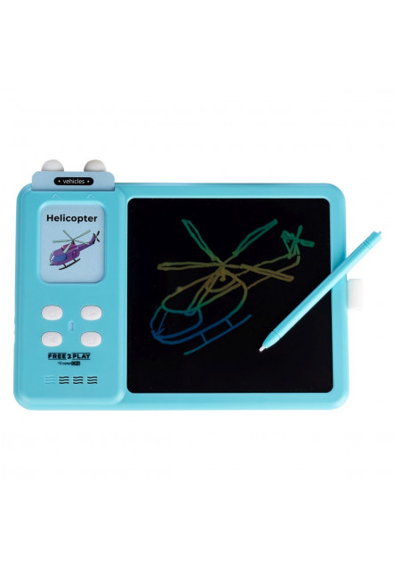 Free2Play Interaktivní LCD tabulka 2v1 pro výuku angličtiny Kiddigit Blue