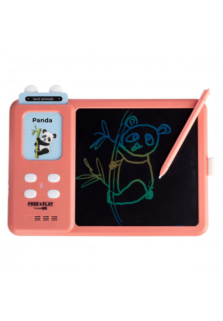 Free2Play Interaktivní LCD tabulka 2v1 pro výuku angličtiny Kiddigit Pink