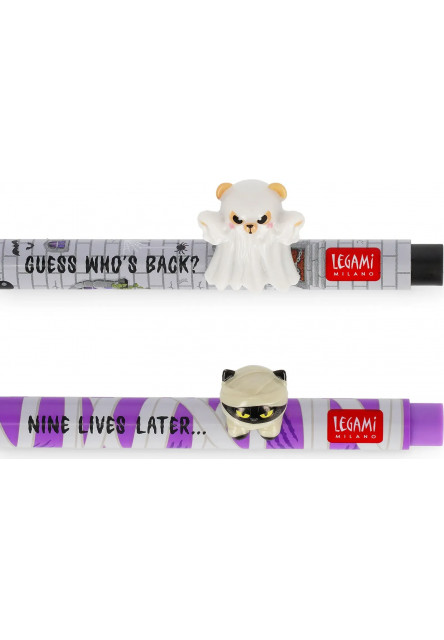 Set gélových pier Legami Lovely Friends 2 Gel Pens With Animal Decoration 0,5 mm - Spooky Party
