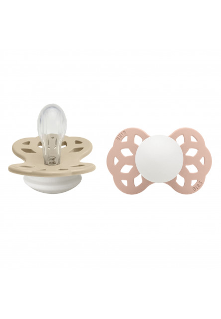 BIBS Infinity symetrické cumlíky zo silikónu 2ks - veľkosť 1 (Ivory / Blush)