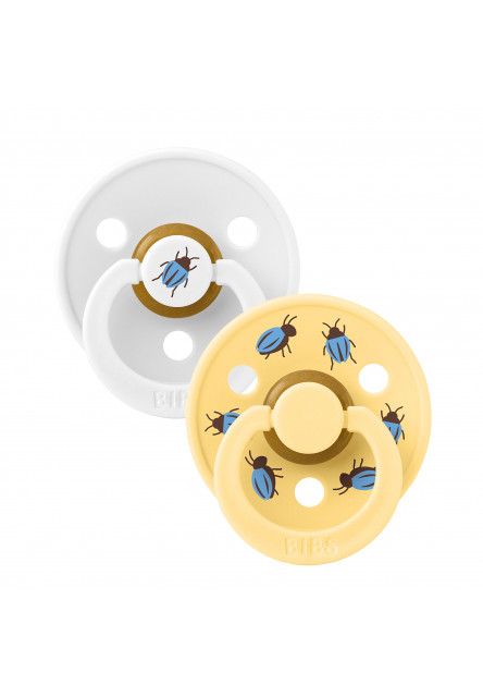 BIBS STUDIO Colour Beetle cumlíky z prírodného kaučuku 2ks - veľkosť 2 (White / Pale Butter)