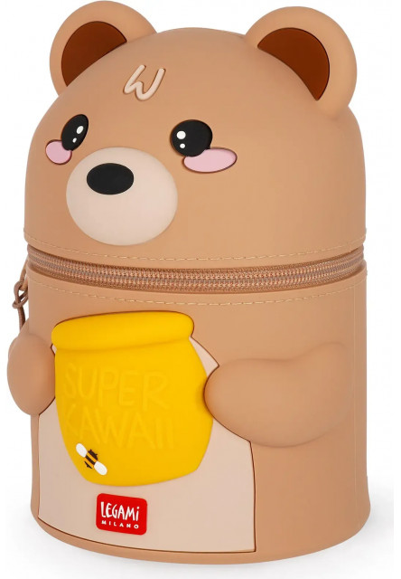 Peračník Legami Super Kawaii 2-in-1 Silicone Pencil Case - Teddy Bear Honey
