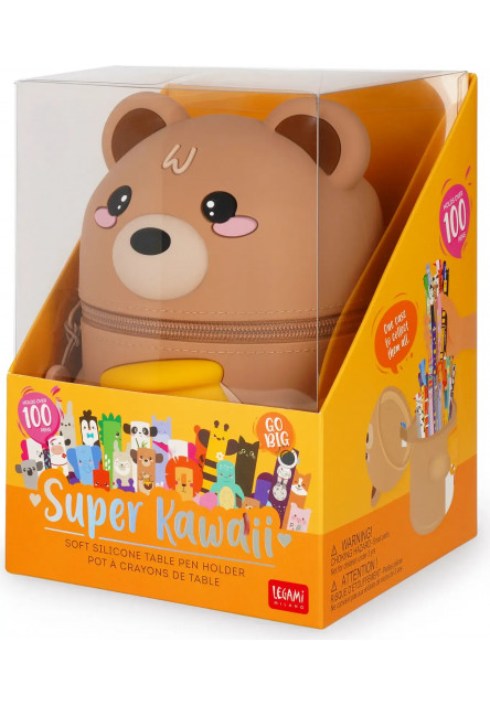 Peračník Legami Super Kawaii 2-in-1 Silicone Pencil Case - Teddy Bear Honey