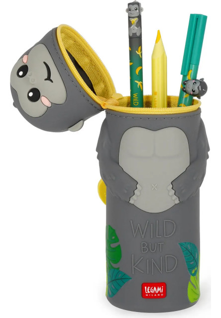 Peračník Legami Kawaii 2-in-1 Silicone Pencil Case - Gorilla