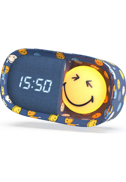 Detský budík a nočné svetlo MOB Dreamy Clock Smiley - modrá