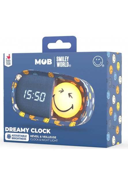 Detský budík a nočné svetlo MOB Dreamy Clock Smiley - modrá