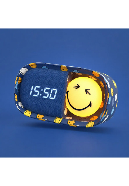 Detský budík a nočné svetlo MOB Dreamy Clock Smiley - modrá
