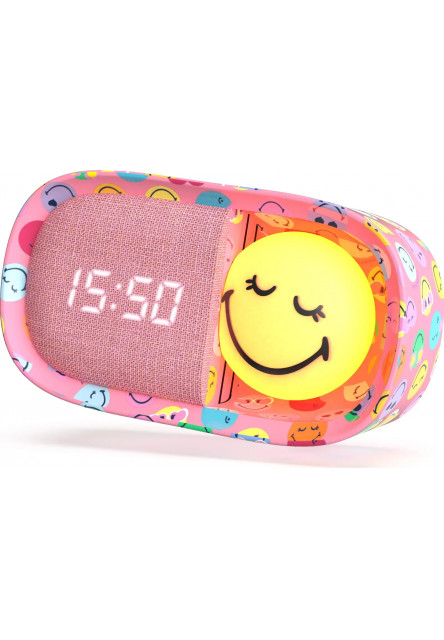 Detský budík a nočné svetlo MOB Dreamy Clock Smiley - ružová
