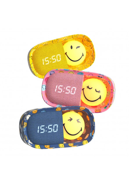 Detský budík a nočné svetlo MOB Dreamy Clock Smiley – žltá