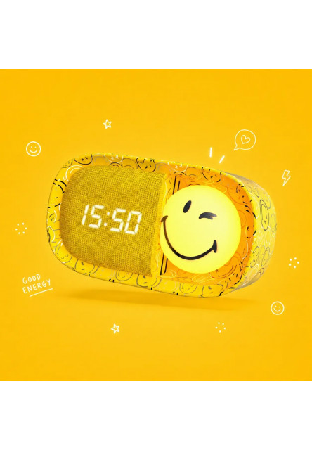 Detský budík a nočné svetlo MOB Dreamy Clock Smiley – žltá
