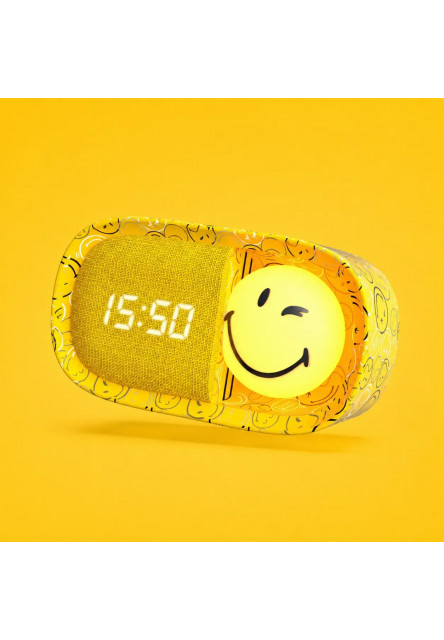 Detský budík a nočné svetlo MOB Dreamy Clock Smiley – žltá