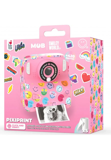 Detský fotoaparát MOB Pixismiley Printing Camera - ružová