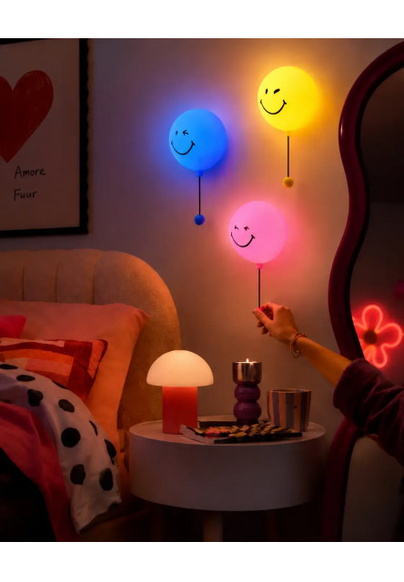 Detské nočné svetlo MOB Bubbly Light Smiley World - ružová