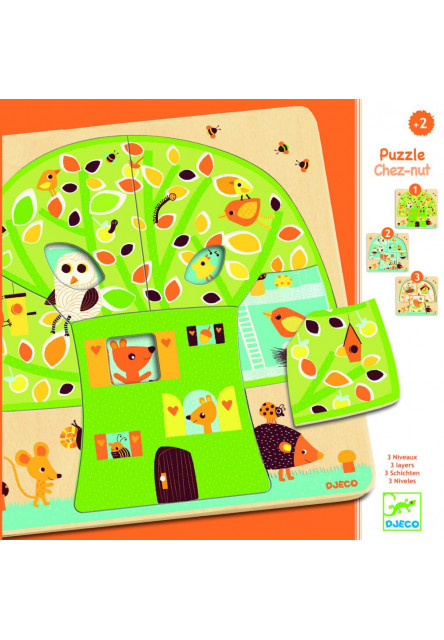 Stromček domček: Puzzle drevené trojvrstvové DJECO