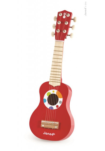 Drevená prvá gitara pre deti Confetti červená
