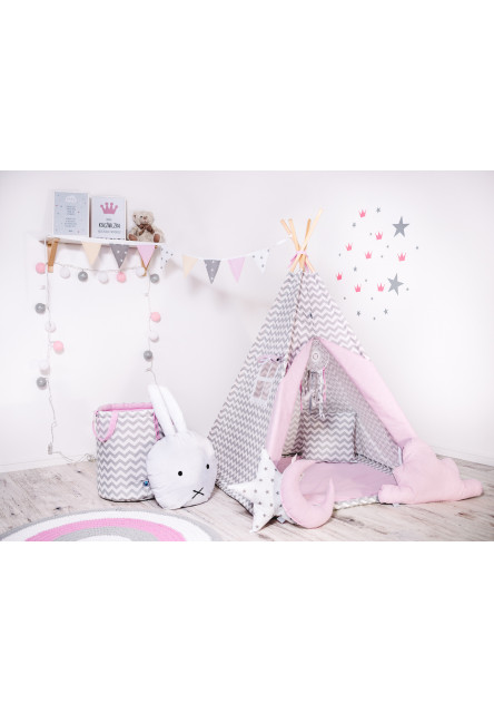 Teepee stan set Cik Cak sivo-ružový varianta: luxury