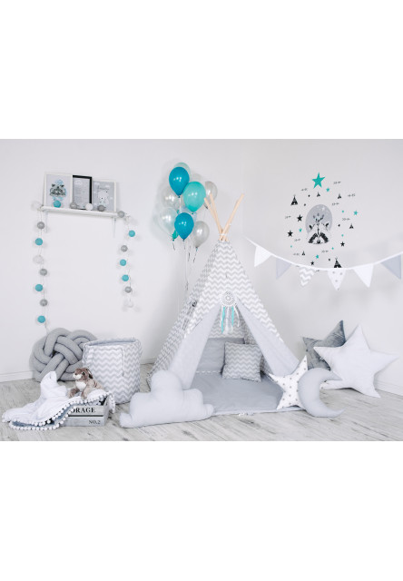 Teepee stan set Cik Cak sivo-biely varianta: luxury