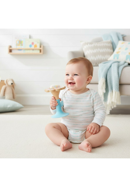 BabySwip: drevená hrkálka s prísavkou