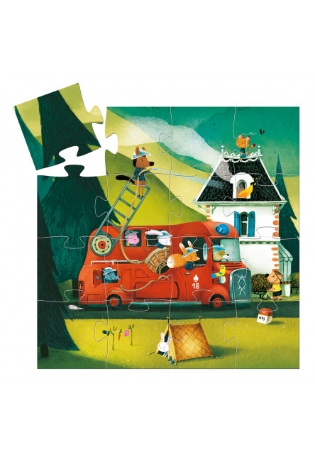 Siluetové puzzle: Požiarnické auto